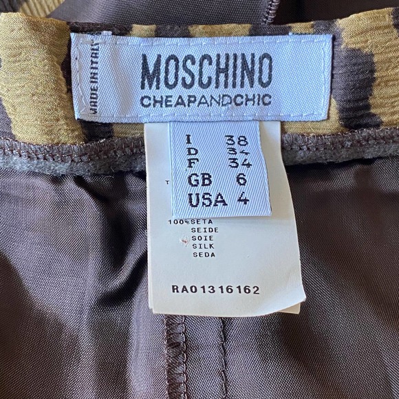 Vtg Moschino Cheap & Chic Silk Tulip Animal Print Skirt W/ Slip Liner. Brown/tan - Picture 6 of 8